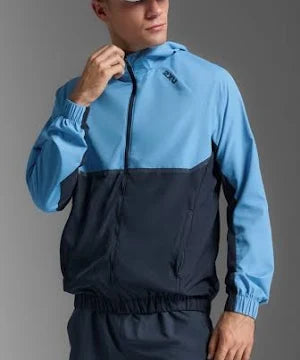 2XU Aero Hex Windbreaker Mens - Azure/Midnight